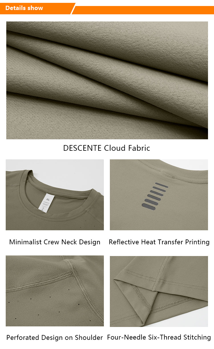 Custom Men’s Cooling Stretch Active Reflective Heat Transfer Running Wear T-Shirt