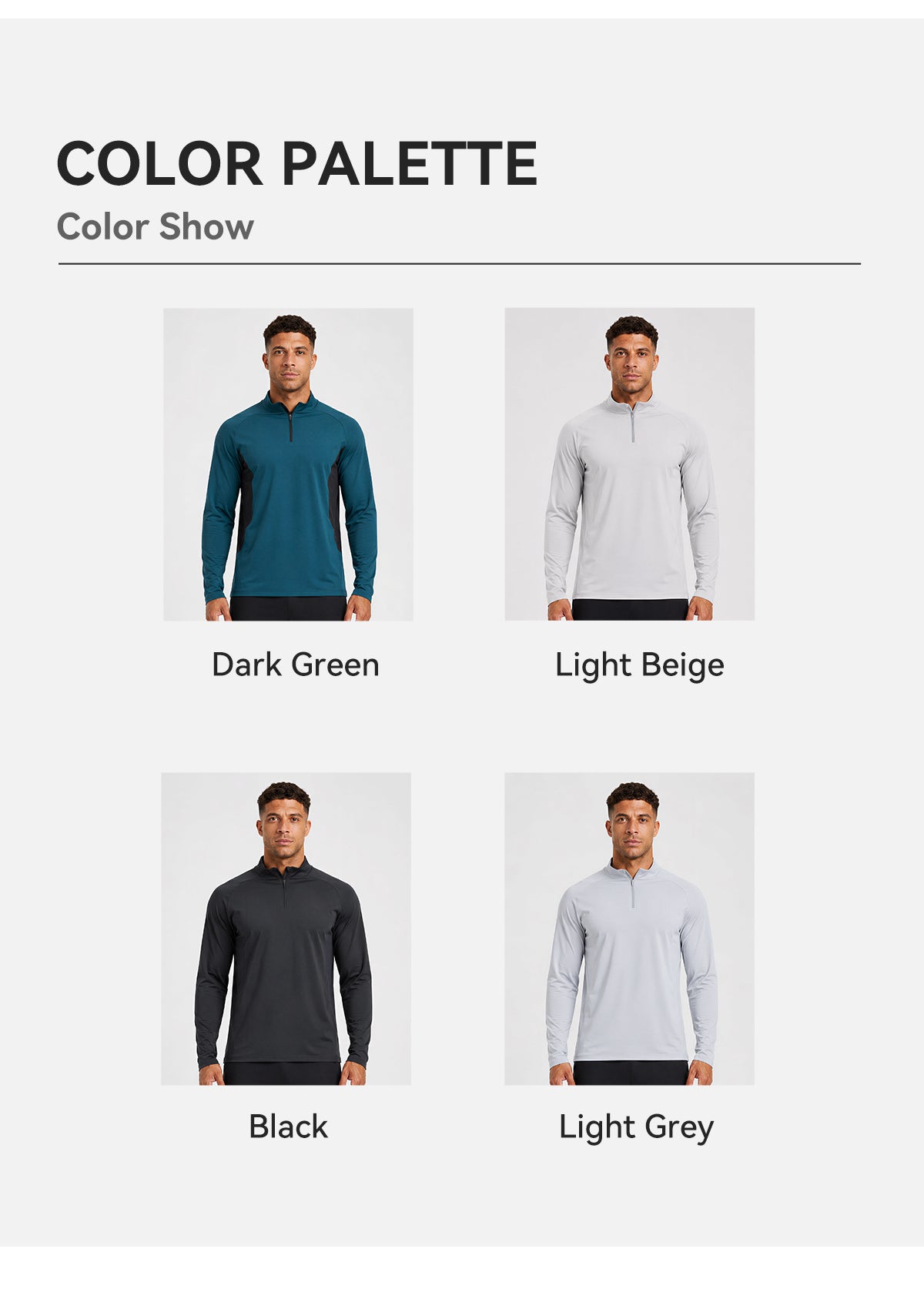 NEOKIN Men's Brushed Quarter Zip Training Top | Stretch Moisture Wicking Sports Shirt