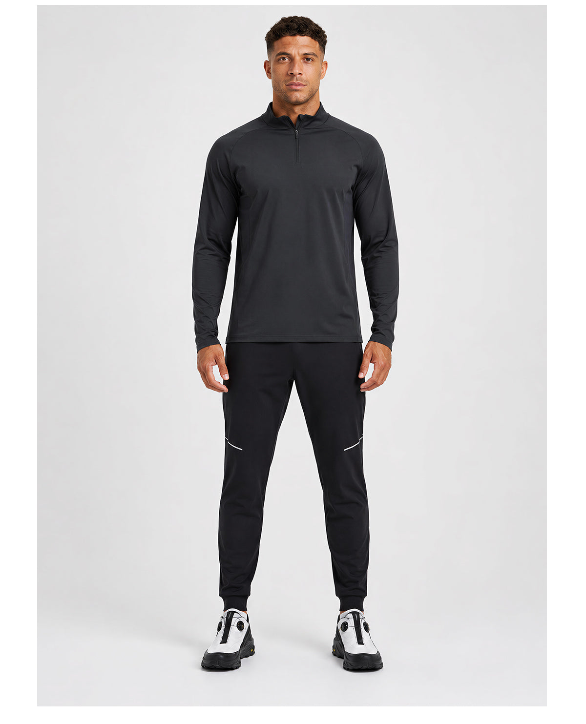 NEOKIN Men's Brushed Quarter Zip Training Top | Stretch Moisture Wicking Sports Shirt