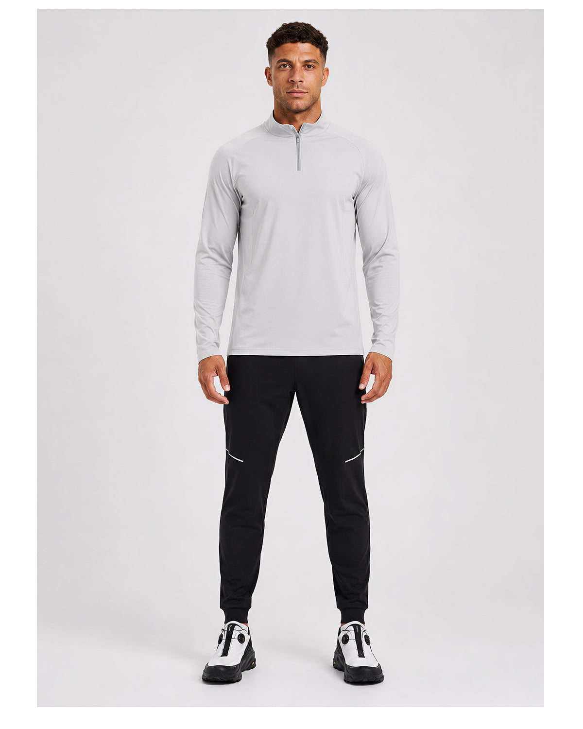 NEOKIN Men's Brushed Quarter Zip Training Top | Stretch Moisture Wicking Sports Shirt