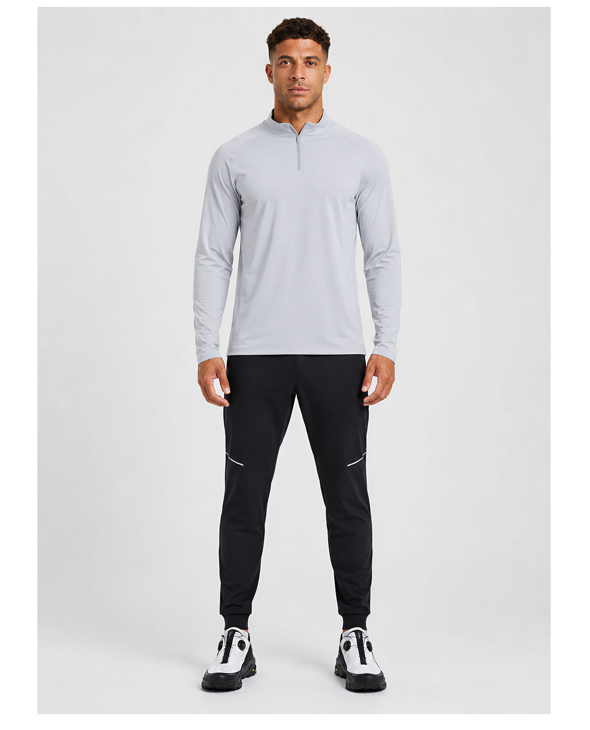 NEOKIN Men's Brushed Quarter Zip Training Top | Stretch Moisture Wicking Sports Shirt