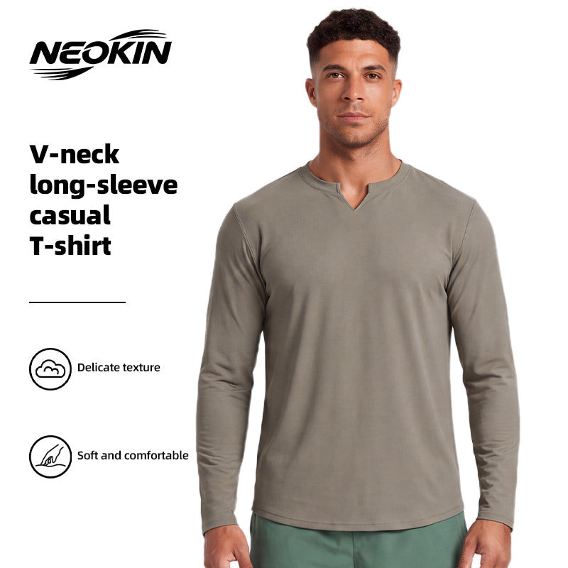 NEOKIN V Neck Sports Shirt Manufacturer | Men's Stretch Long Sleeve Training Top