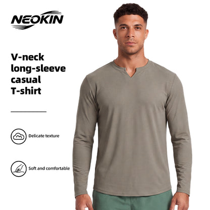 NEOKIN V Neck Sports Shirt Manufacturer | Men's Stretch Long Sleeve Training Top