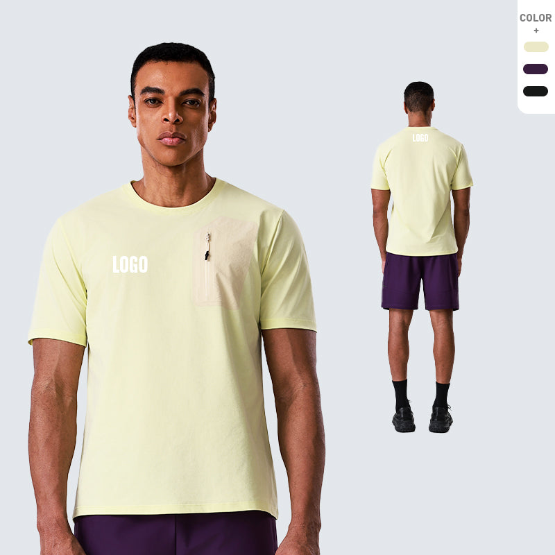 Custom Men’s Soft Polyester Quick-Dry T-Shirt with Seamless Pocket
