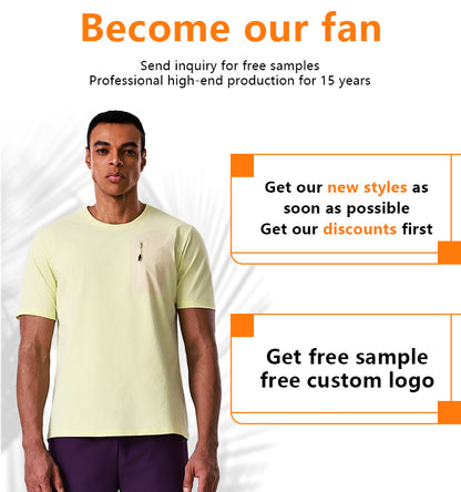 Custom Men’s Soft Polyester Quick-Dry T-Shirt with Seamless Pocket
