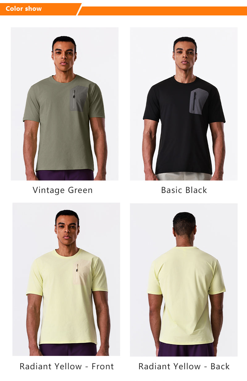 Custom Men’s Soft Polyester Quick-Dry T-Shirt with Seamless Pocket