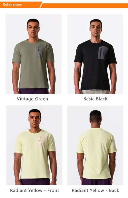 Custom Men’s Soft Polyester Quick-Dry T-Shirt with Seamless Pocket