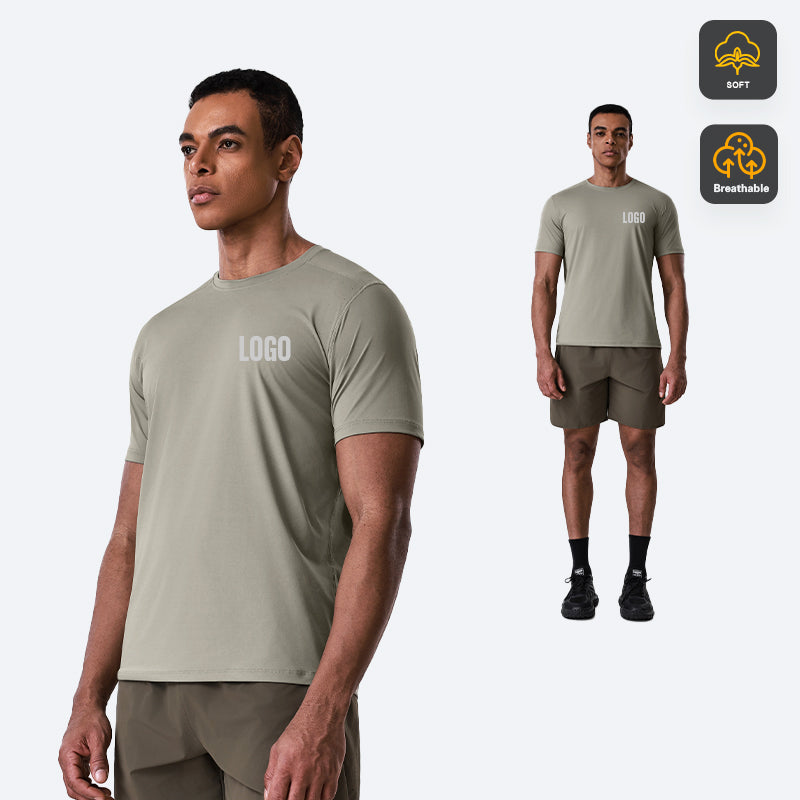 Custom Men’s Cooling Stretch Active Reflective Heat Transfer Running Wear T-Shirt