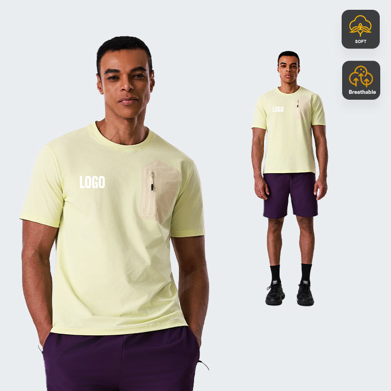 Custom Men’s Soft Polyester Quick-Dry T-Shirt with Seamless Pocket