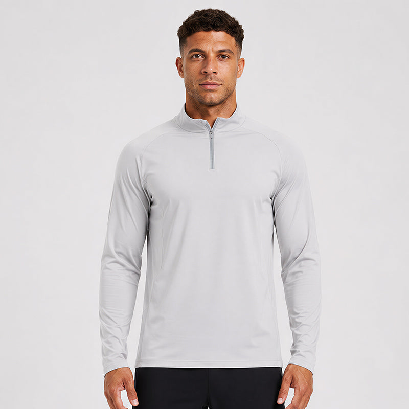 NEOKIN Men's Brushed Quarter Zip Training Top | Stretch Moisture Wicking Sports Shirt