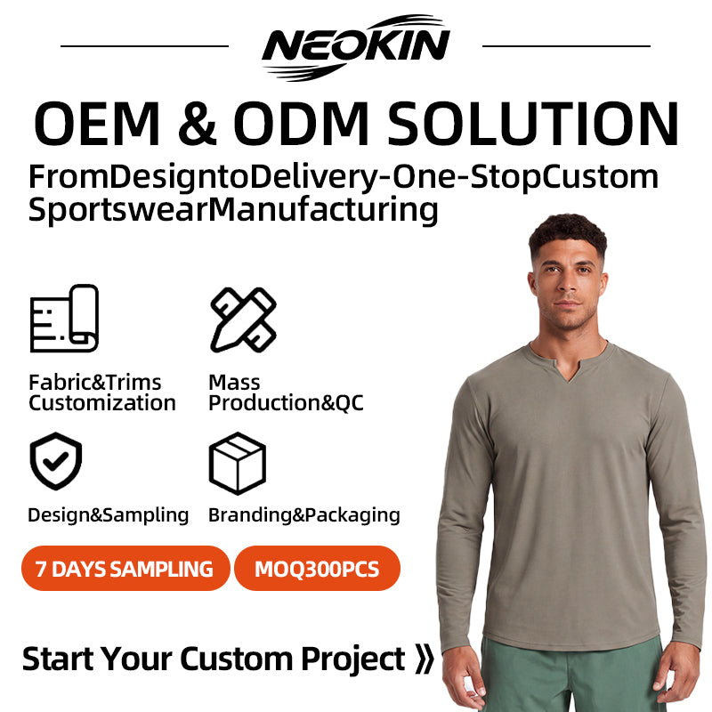 NEOKIN V Neck Sports Shirt Manufacturer | Men's Stretch Long Sleeve Training Top