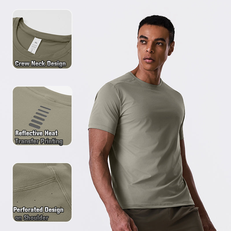 Custom Men’s Cooling Stretch Active Reflective Heat Transfer Running Wear T-Shirt