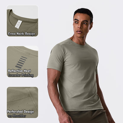 Custom Men’s Cooling Stretch Active Reflective Heat Transfer Running Wear T-Shirt