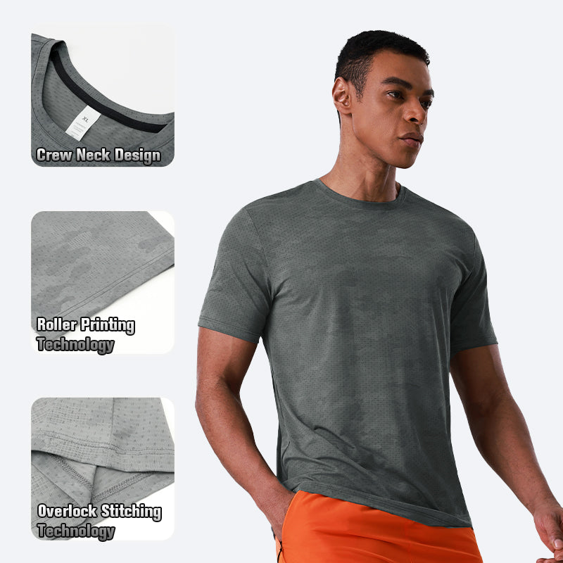 NEOKIN Custom Men’s Cooling Jacquard Active Roller Printing & Wrinkle T-Shirt