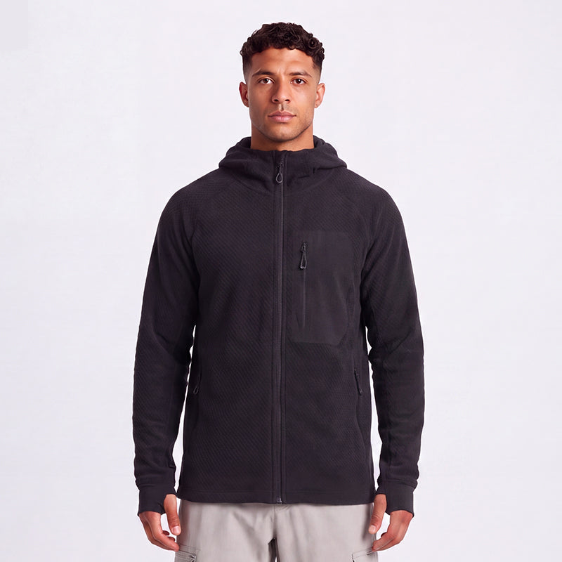 NEOKIN Custom Men's Full Zip Fleece Jacket Manufacturer | Warm Hooded Sports Jacket