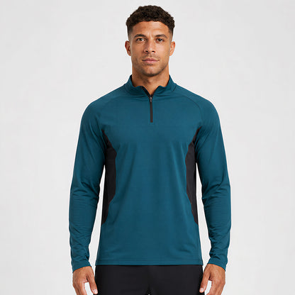 NEOKIN Men's Brushed Quarter Zip Training Top | Stretch Moisture Wicking Sports Shirt