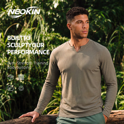 NEOKIN V Neck Sports Shirt Manufacturer | Men's Stretch Long Sleeve Training Top