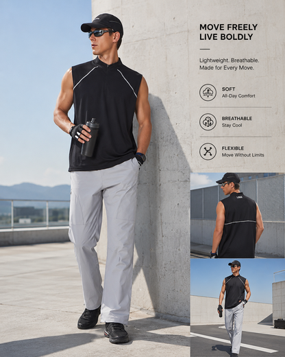 NEOKIN Men’s Oversized Half-Zip Sleeveless Active Vest