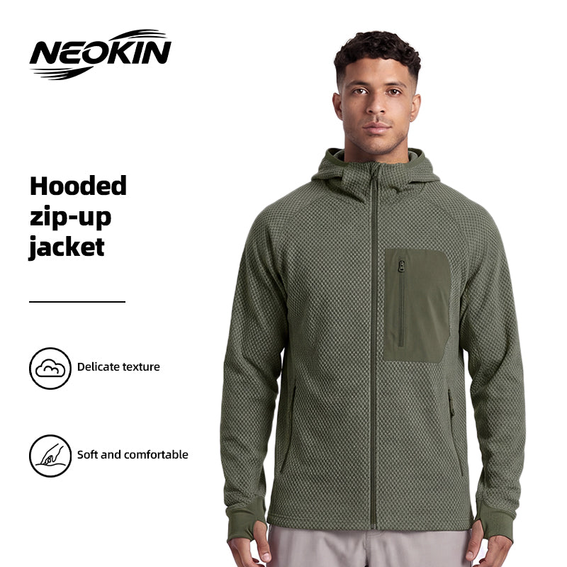 NEOKIN Men's Full Zip Fleece Jacket Manufacturer | 280G Warm Hooded Sports Jacket
