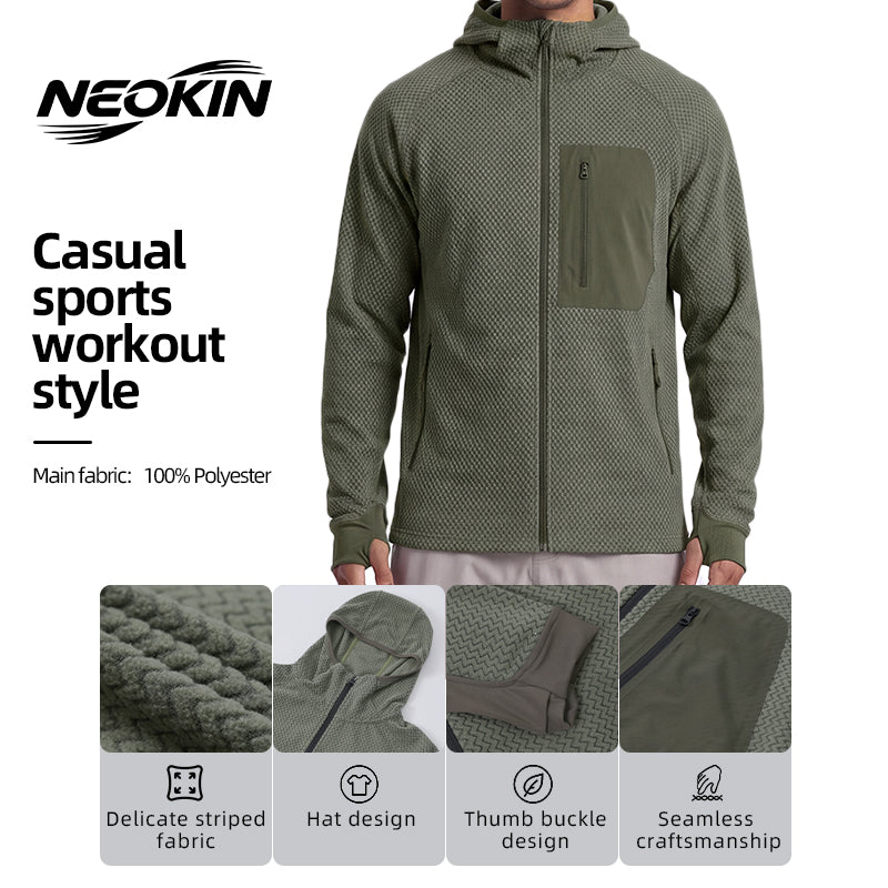 NEOKIN Men's Full Zip Fleece Jacket Manufacturer | 280G Warm Hooded Sports Jacket