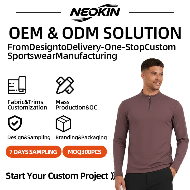 NEOKIN Men's Quarter Zip Sports Shirt Manufacturer | Men's Brushed Long Sleeve Training Top