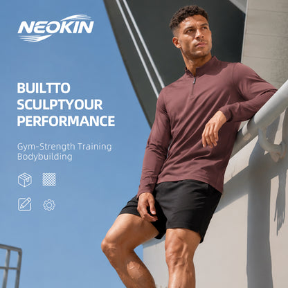 NEOKIN Men's Quarter Zip Sports Shirt Manufacturer | Men's Brushed Long Sleeve Training Top