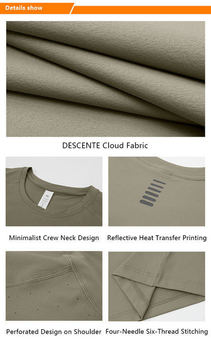 Custom Men’s Cooling Stretch Active Reflective Heat Transfer Running Wear T-Shirt