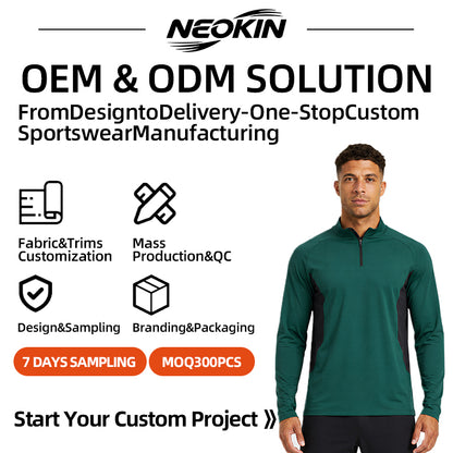 NEOKIN Men's Quarter Zip Training Top Manufacturer | 235G Warm Stretch Sports Shirt